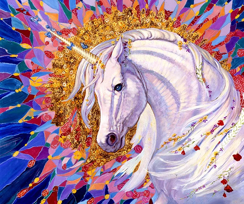 Полная круглая дрель DIY Алмазная картина мультфильм Единорог вышивка крестиком