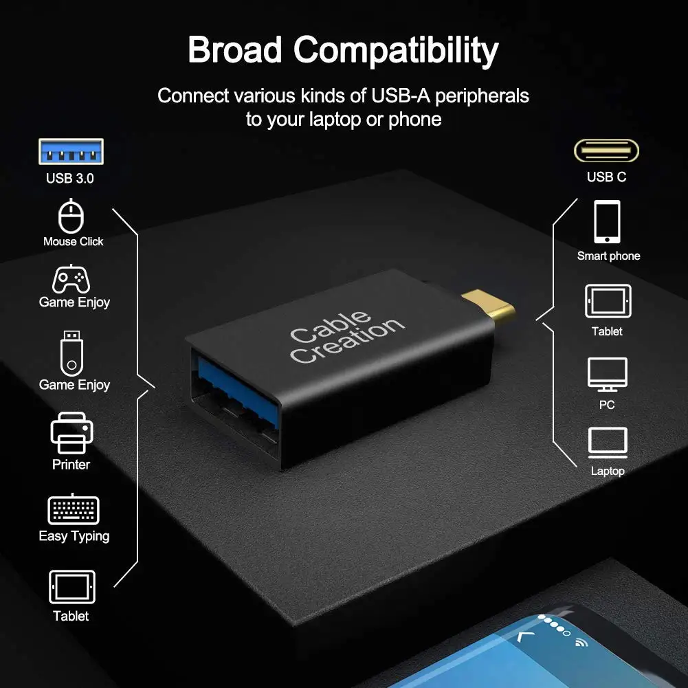 USB-C-адаптер USB 3,0, адаптер usb type C(папа)-USB 3,0 A(мама), поддержка функции OTG, совместим с MacBook/Pro