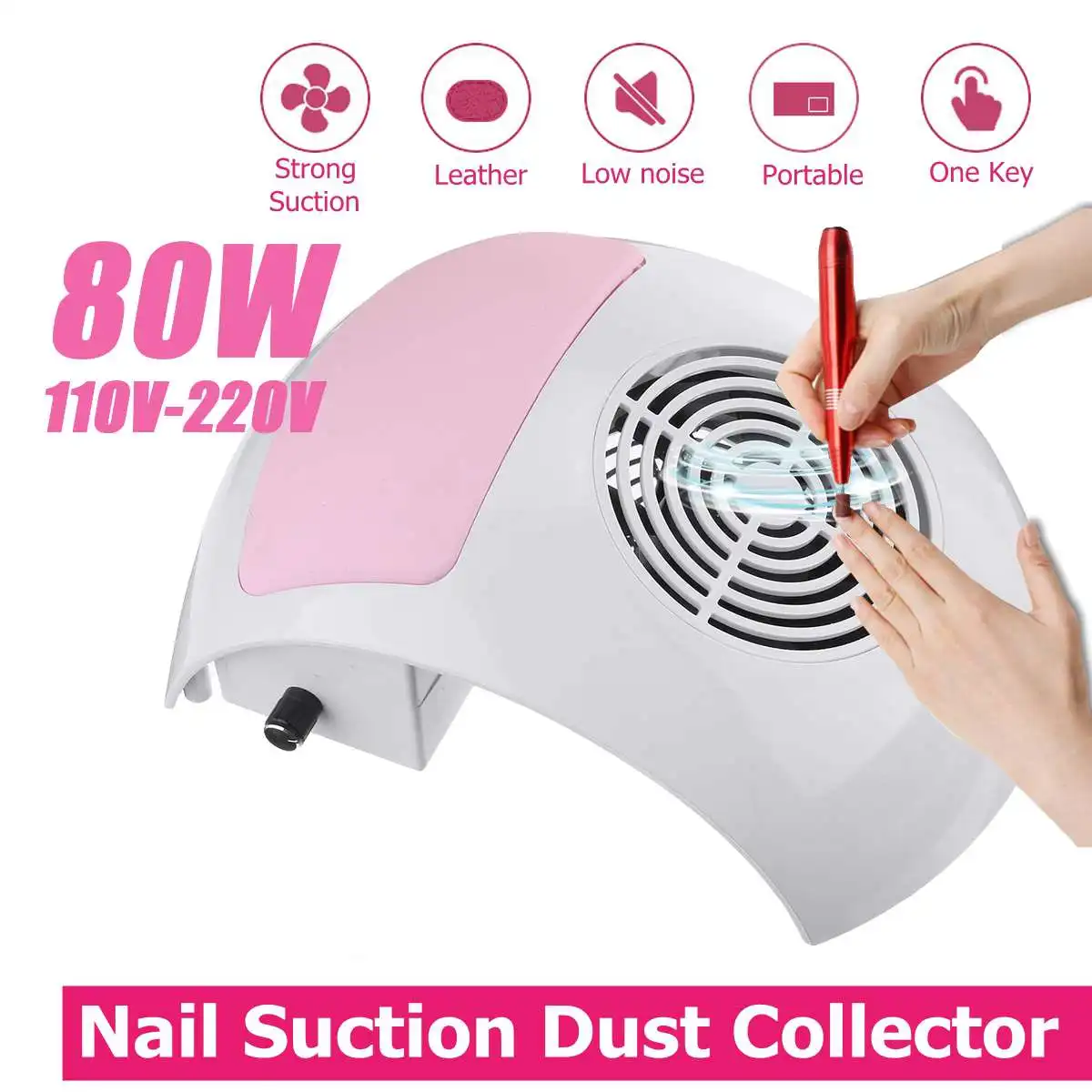 

80W Nail Dust Suction Dust Collector Fan Vacuum Cleaner Manicure Machine Tools Strong Power Nail Fan Art Manicure Salon Tools