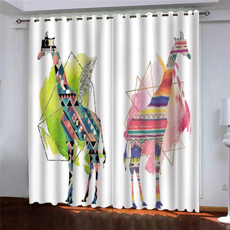Custom 3D Cortinas Cortas animal Cortina para quarto Blackout Curtain Living room Window treatments 2020 | Дом и сад