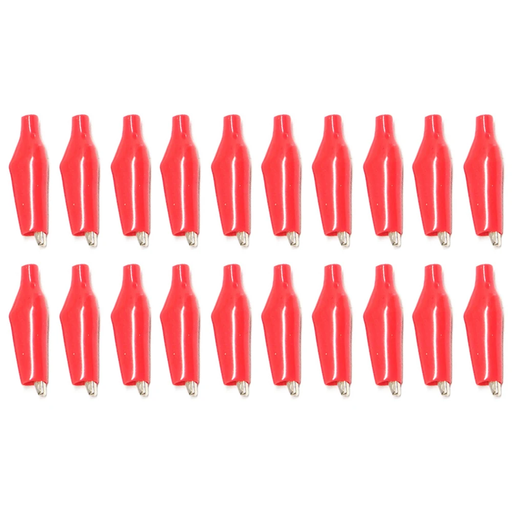 Alligator Clips 20Pcs 28MM Metal Alligator Clip Crocodile Electrical Clamp Testing Probe Meter Black Red with Plastic Boot Car Auto Battery
