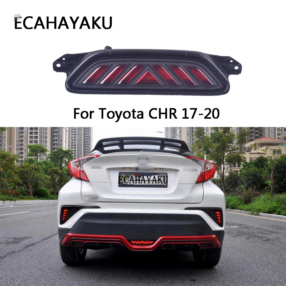 

ECAHAYAKU 1PCS Rear Bumper Fog light For Toyota CHR C-HR 2017 2018 2019 2020 LED day light white fog brake lamp Red car styling