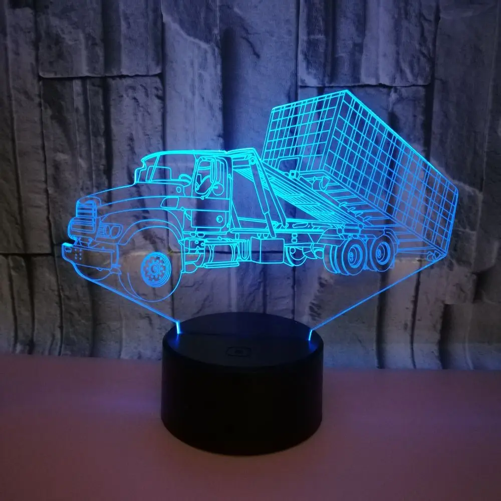 Дамп автомобиль 3D светодиодный ночник RGB 7 цветов Изменение Настольная лампа фигурки 2897 мальчиков девочек рождественские игрушки