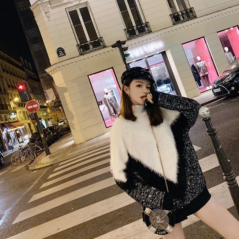 

Women Turtleneck Collar Cashmere Knitted Sweater Spring Autumn Loose Jumper Fashion Sweater and Pullover Femme Pull