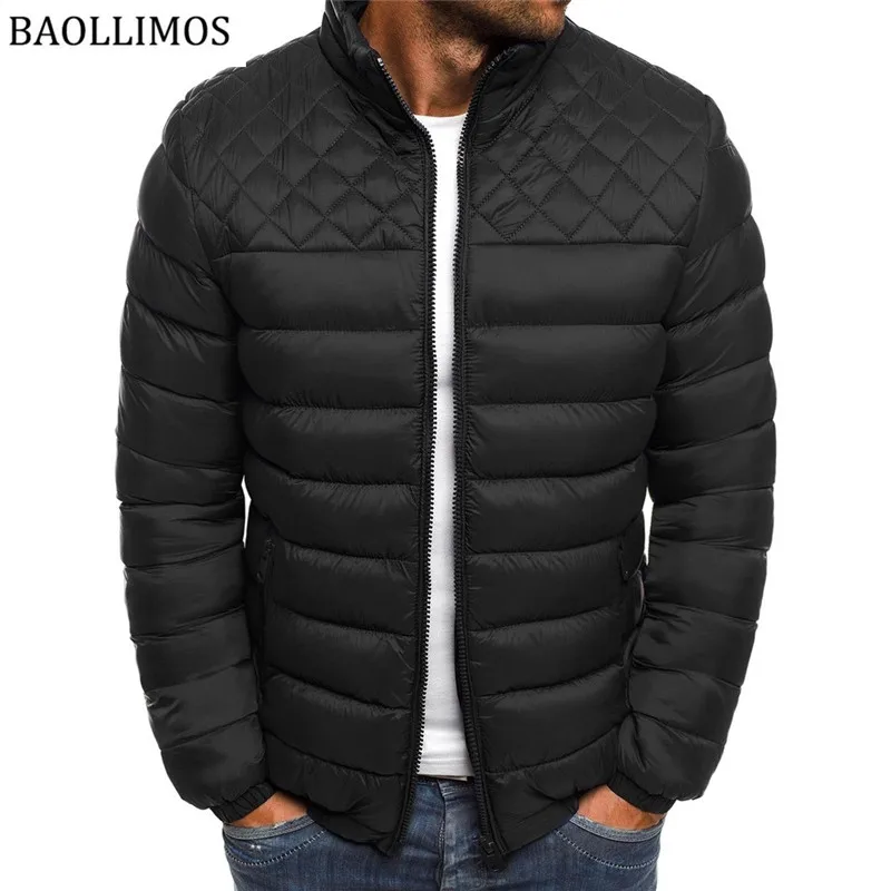 Зимняя мужская куртка новая хлопковая стеганая Толстая куртка парка приталенная стеганая верхняя одежда с длинными рукавами пальто - Цвет: Черный