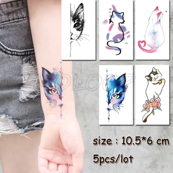 

Temporary Tattoo Sticker cat animal waterproof fake Tatto Water Transfer flash Tatoo girl woman kid small size sell in lots