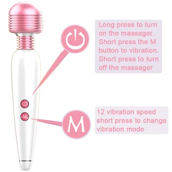 19X3.5cm 6 Speeds USB Charged Vibrators for Women G-Spot Massager Sex Toys Women Clitoris Stimulate Adult Products Head Covers 3