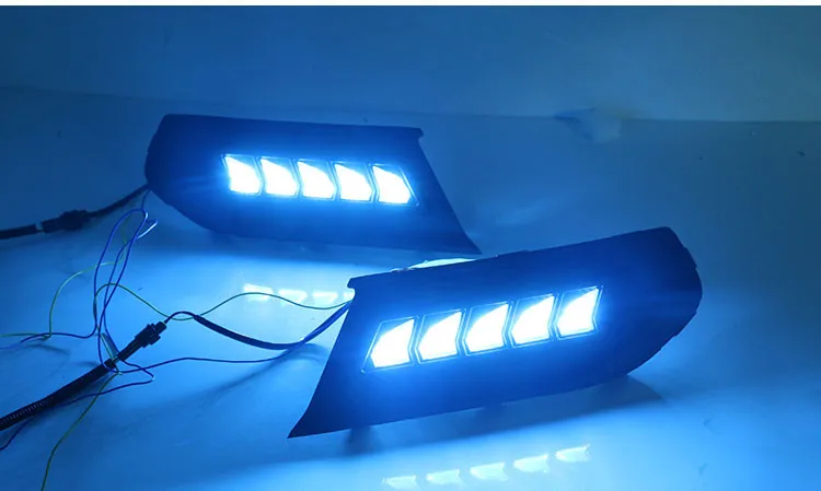 EOsuns led drl дневные ходовые огни для Ford escort с динамическим движущимся желтым сигналом поворота