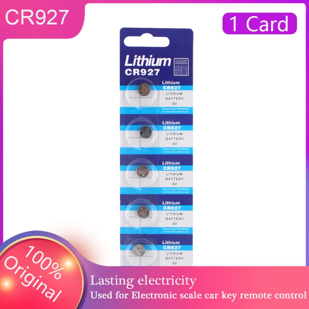 Pilas de botón de litio de 3V para reloj CR927, batería de reloj CR927 DL927 BR927 5011LC para calculadora, célula de juguete, 5 uds./tarjeta, novedad de 2021