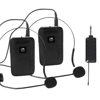 

J.I.Y Portable Wireless UHF Mic System Kit Head-Mounted Microphone with Receiver and Transmitter Dual Channels LCD Display