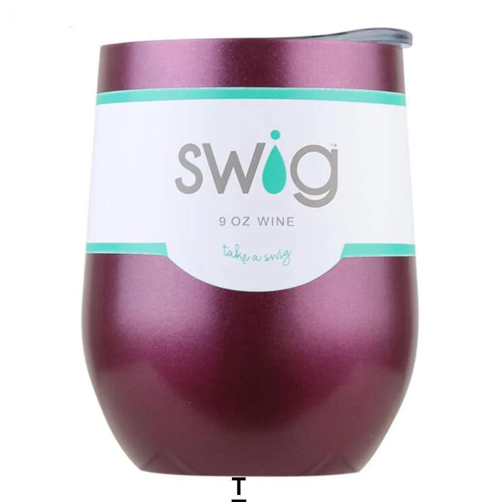 Swig кружки винного цвета Termos Tumber кружка из нержавеющей стали Термос Stemless 9oz с крышками
