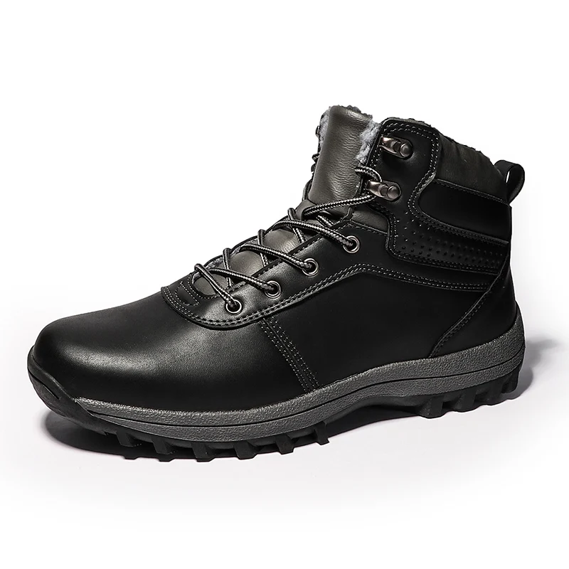 

Winter Warm Men Snow Boots with Fur Fashion Cotton Shoes Male High Lace-up Waterproof Working Ankle Boots Top Men Shoes Footwear