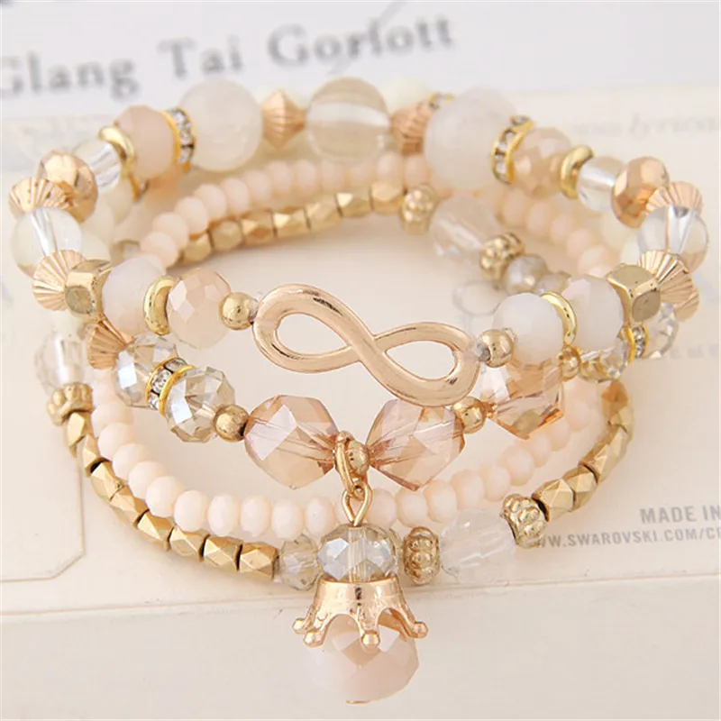 DIEZI Ethnic Simple Korean Crystal Bead Bracelets for Women Bracelet Natural Stone Charms Wristband Bracelet pulseira feminina