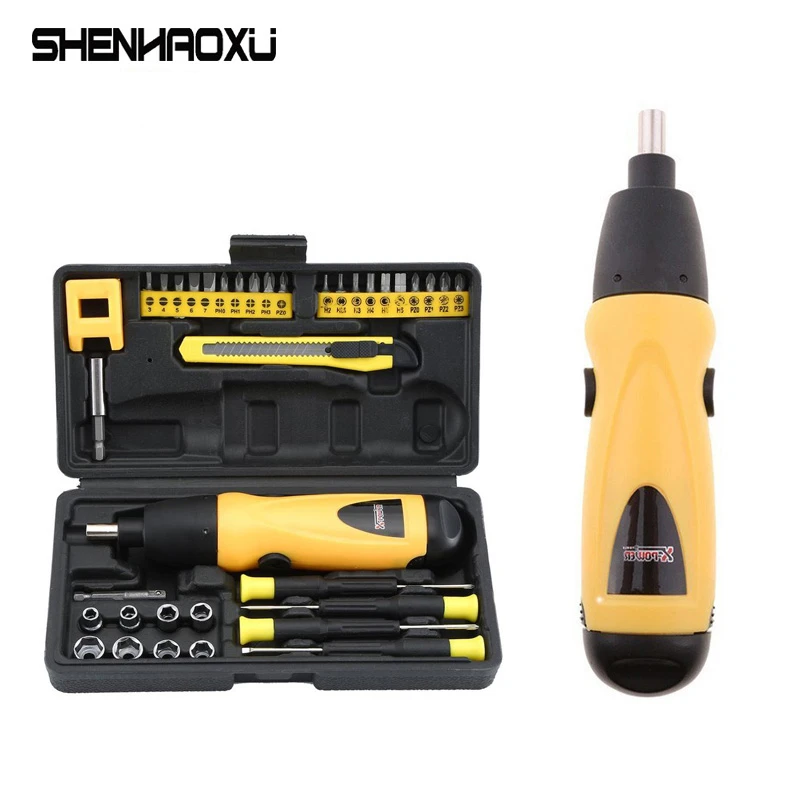 6V Cordless Electric Screwdriver Set Battery Operated Cordless Drill Tool Set Bidirectional Switch Tool Set With 36pcs Screws for dewalt series tools screwdriver batch head rack five hole with screws magnet drill set drill and bits are not included