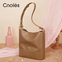 Cnoles Luxury Cowhide Genuine Leather Bucket Shoulder Bag 1