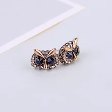 Миниатюрные серьги-гвоздики с совами, винтажные золотые серьги-гвоздики с кристаллами, индийские ювелирные изделия для женщин, модные ювелирные изделия