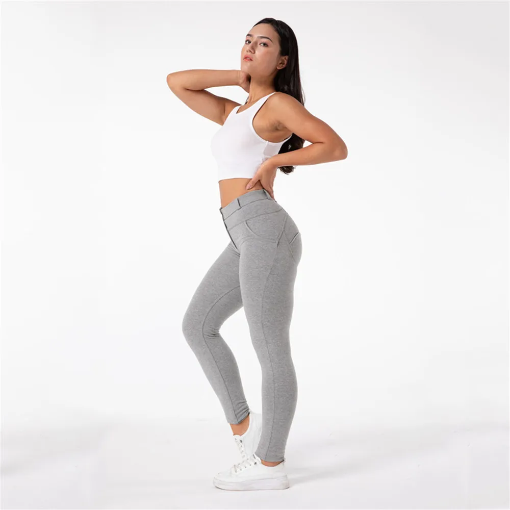 Shascullfites Gym And Shaping Super Stretchy Workout Yoga Gray  Sport Leggings Running Pants with Buttons