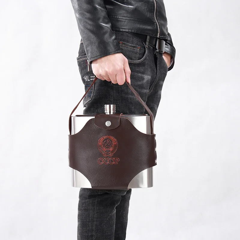 4 8 18 38 48 64 88 108 128 178 OZ Stainless Steel Hip Flask Liquor Whisky Portable Pocket Flasks Alcohol Bottle with Belt Case