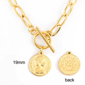 

S.steel WOMEN Various Coin Long CHOKER NECKLACE GOLD COLOR Toggle PENDANT NECKLACE collares de moda Boho Jewelry Collier gift