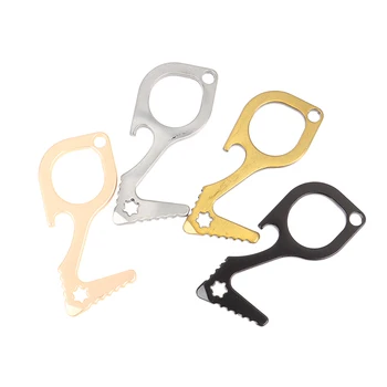 

Convenient Portable Alloy Press Elevator Tool Hygiene Hand Antimicrobial EDC Door Opener Door Handle Key