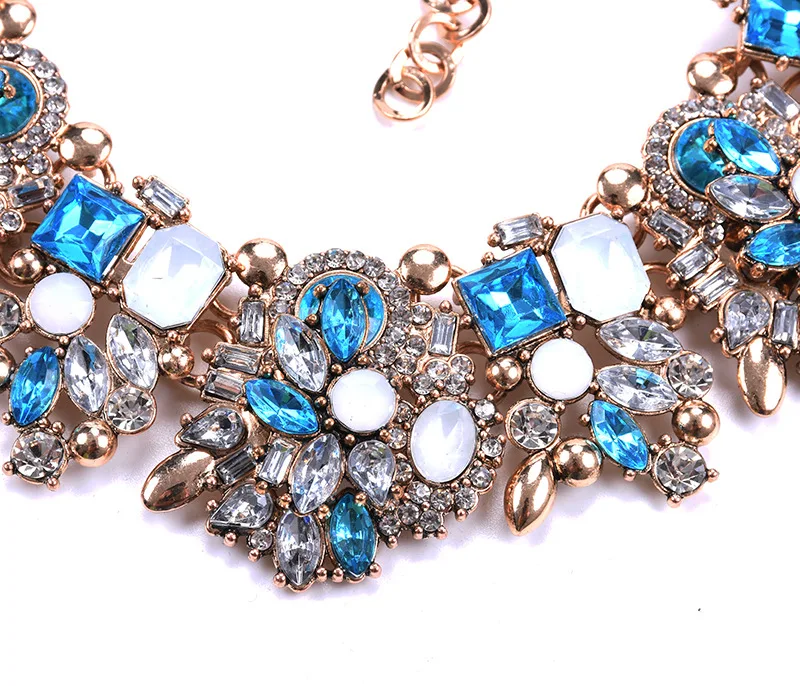 Винтажное массивное ожерелье, цветное стекло, кристалл, воротник, колье, нагрудник, ожерелье для женщин, свадебные модные аксессуары