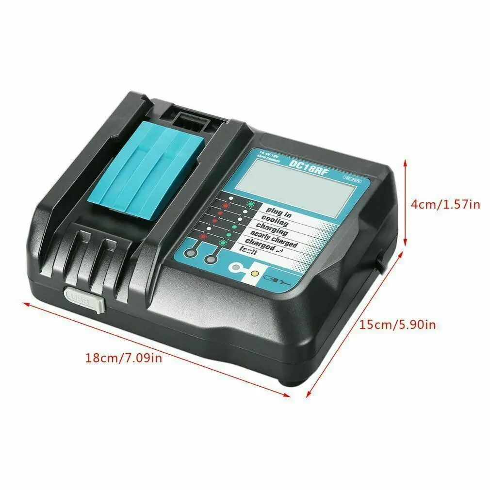 Фирменная новинка альтернативные Makita Makita14.4V/18В зарядное устройство, usb-интерфейс ЖК-дисплей Дисплей DC18RF Зарядное устройство