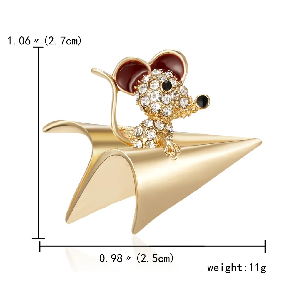 Милая булавка в виде мышки с большими ушами, уникальный бумажный самолет с мороженым, обнимающий стразы, значок в виде мыши, подарок на год, китайская брошь в виде мышки