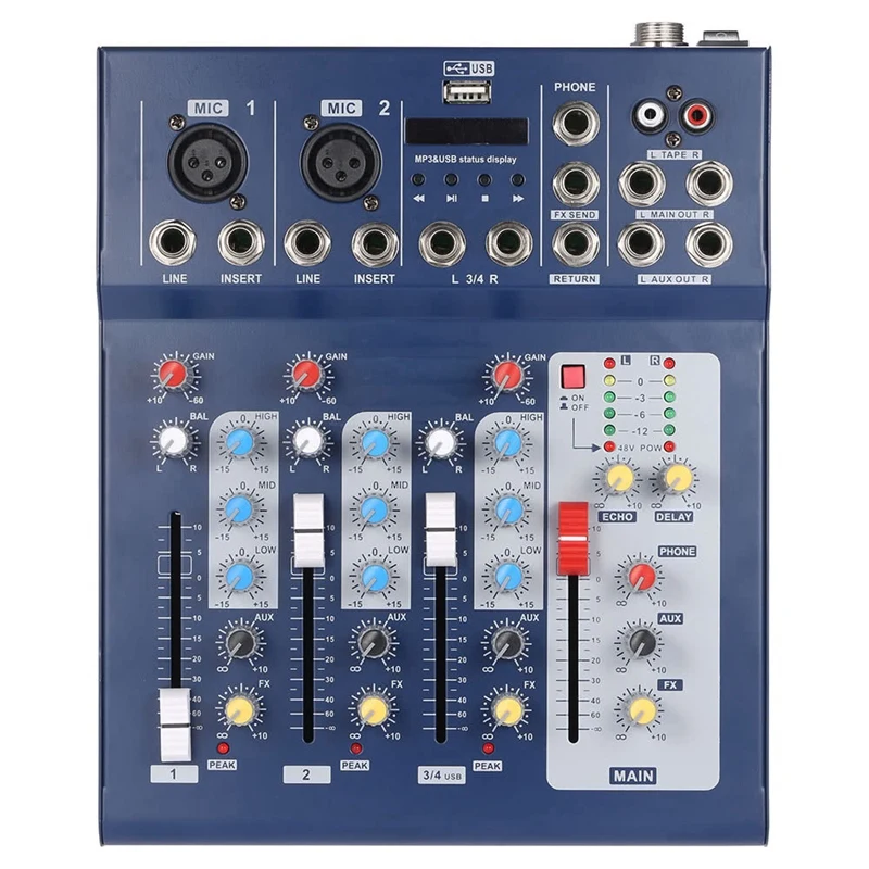 RISE-F4-Usb микшерный пульт 4 канальный цифровой линия для микрофона аудио с 48В