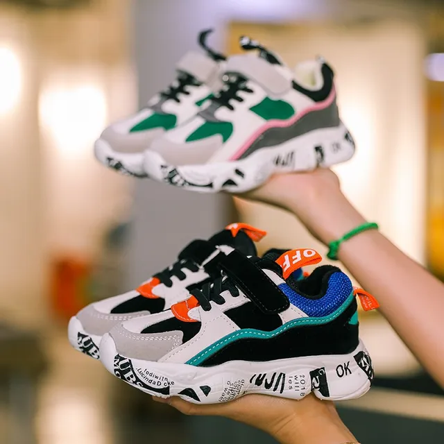US $17.10 2019 Winter Kids Sports Shoes Children Casual Boys Patchwork Sneaker Fashion Autumn Graffiti Girls 