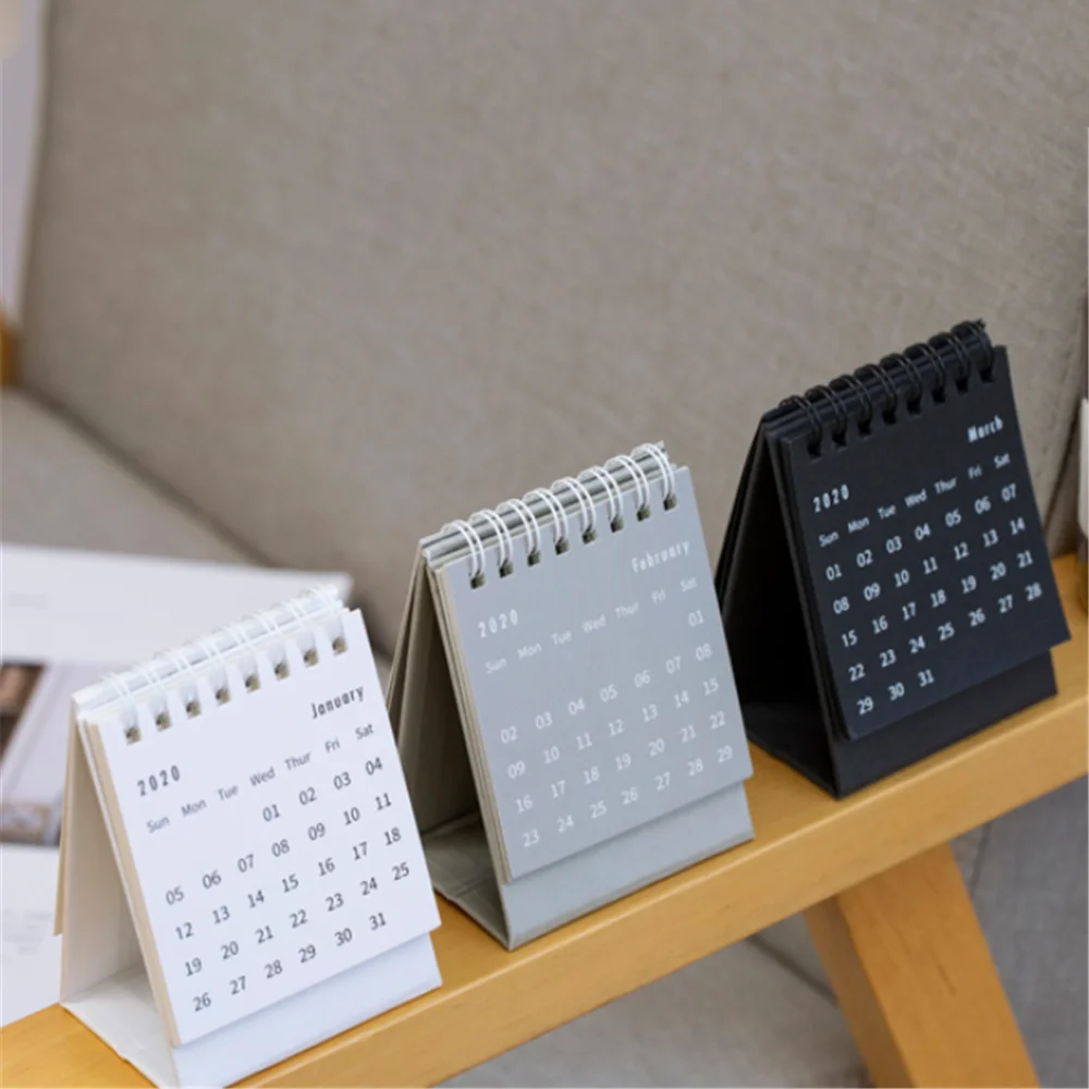 2021 Simple Black White Grey Series Desktop Calendar Dual Daily Schedule Table Planner Yearly Agenda Organizer Office