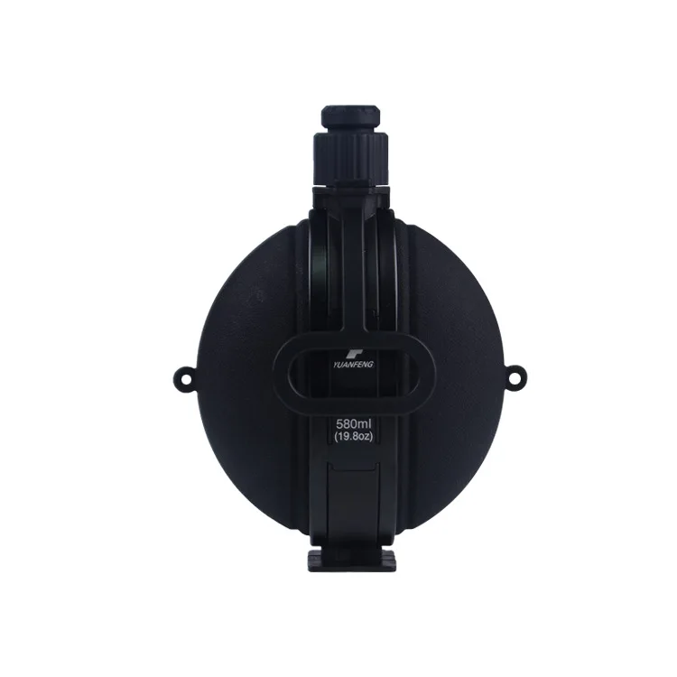 Collapsible Military Water Bottle Newly Designed Silicone Water Kettle Canteen with Vintage Compass Water Bottle Cap Drinkware - Цвет: Black