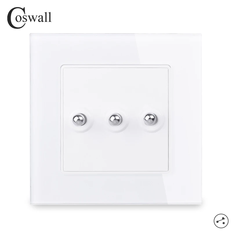 Coswall, простая модная рамка из закаленного стекла с кристаллами, 3 комплекта, 2 способа, тумблер, проходящий через вкл/выкл, настенный светильник, переключатель 16А