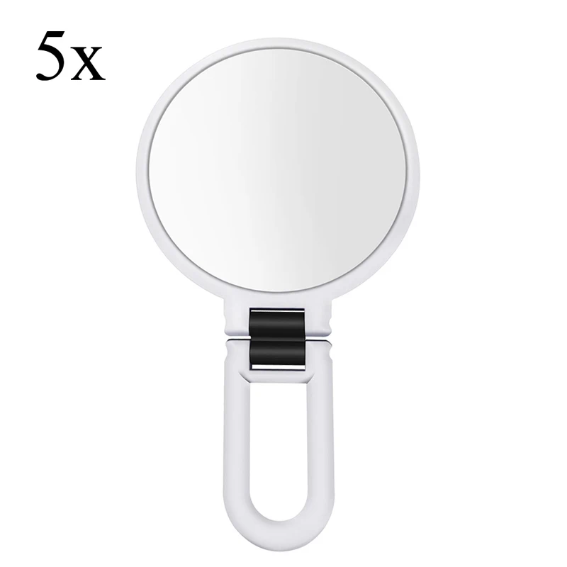 2/3/5/10X увеличительное ручной туалетный столик с зеркалом для макияжа для путешествий складное круглое Форма зеркало-Двусторонняя пьедестал зеркало для макияжа - Цвет: white 5X