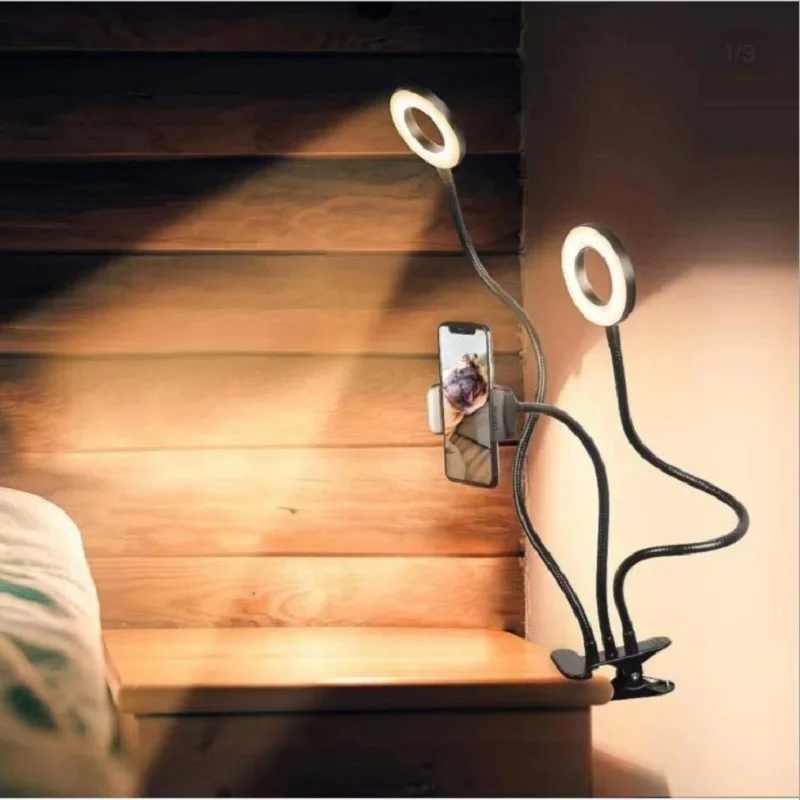Световое кольцо для селфи LED лампа универсальная с гибким держателем телефона