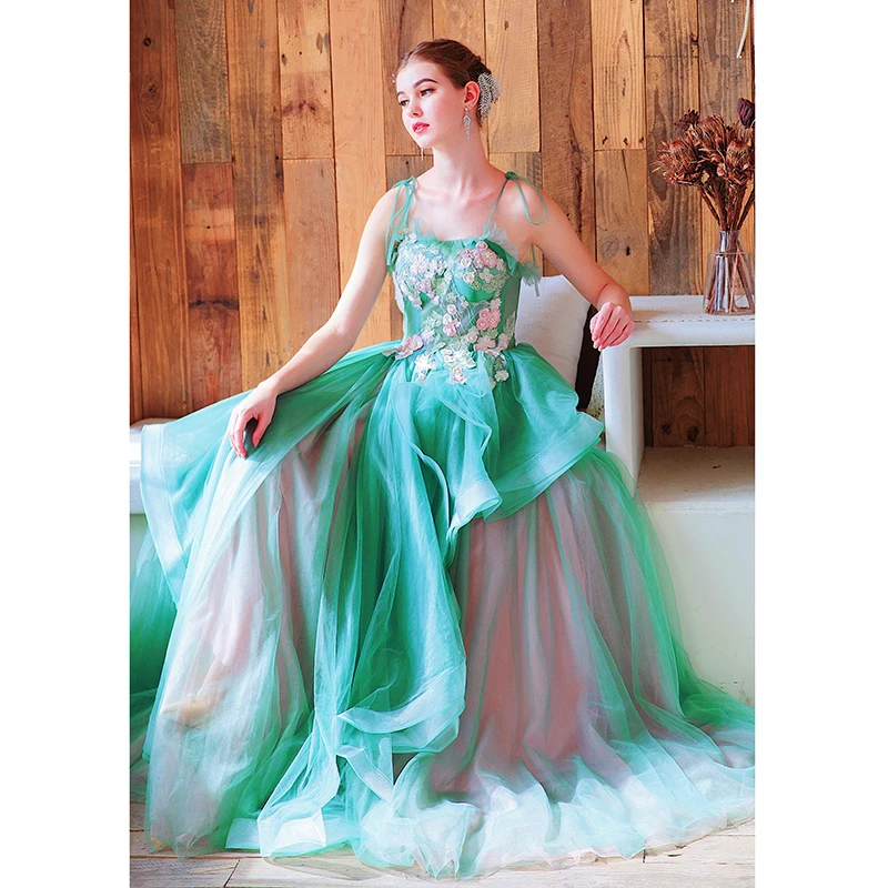 SSYfashion ремень без рукавов длиной до пола с аппликацией длинное необычное зеленое вечернее платье вечерние банкетные Формальные платья Vestidos De