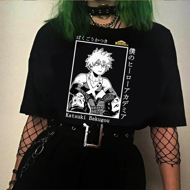 Футболка Harajuku футболка аниме My Boku No Hero Academia кацуки бакугу топы с круглым вырезом