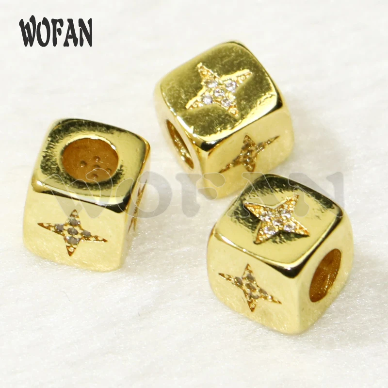 

10Pcs Cube beads Gold Cube charms Square beads for jewelry making Trendy handmade jewelry necklace accessories gift for lady