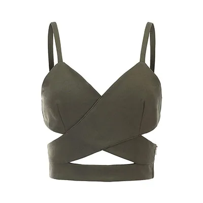 Army Green Однотонный сексуальный топ с бретелькой на шее, жилет, сексуальный короткий жилет с ремешком на спине, удобное Спортивное нижнее белье, корсет для женщин внутри - Цвет: Army Green