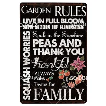 

Garden Rules Metal Sign Plaque Metal Vintage Decor Pub Bar Decoration Plant Tin Sign Plate Poster Home Decor