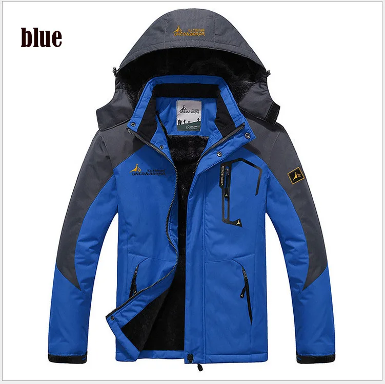 Blue Бренд, толстая зимняя куртка для мужчин, ветрозащитная парка с капюшоном, мужские куртки и пальто для улицы, ветровка, пальто размера плюс, красный, коричневый, 3XL - Цвет: Blue