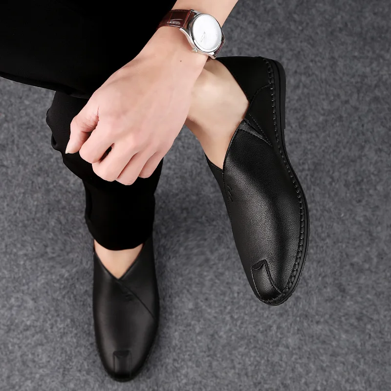 leather flat loafers
