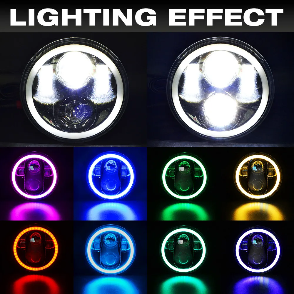 5-3/4 дюймов Светодиодные мотоциклетные фары 40 Вт RGB Phare Farol Moto для Harley Sportster Iron 883 1200 Dyna Street Bob противотуманные фары