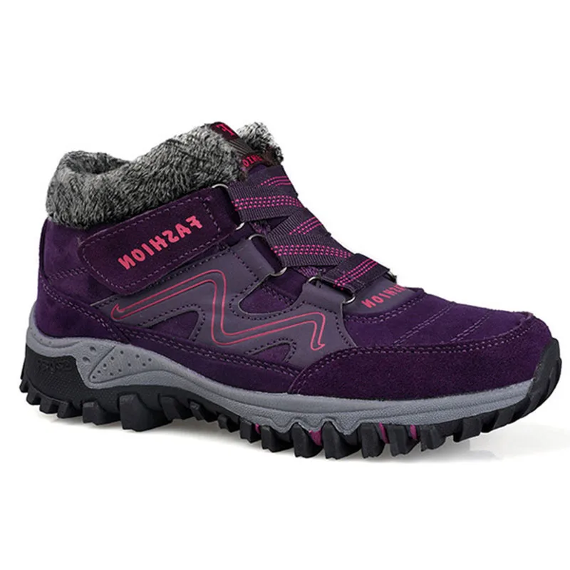 9907purple Женские ботинки; зимняя обувь; коллекция года; Модные женские ботильоны; уличные Теплые Зимние ботиночки для женщин; женские короткие плюшевые походные ботинки - Цвет: 9907purple