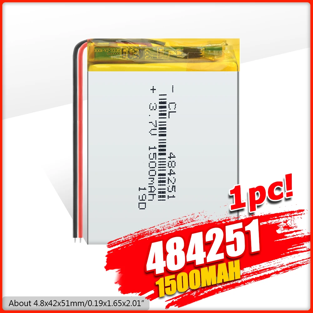 Поставка литиевой аккумуляторной батареи 484251 1500 мАч 3 7 в для MP3 MP4 MP5 GPS PSP MID Bluetooth