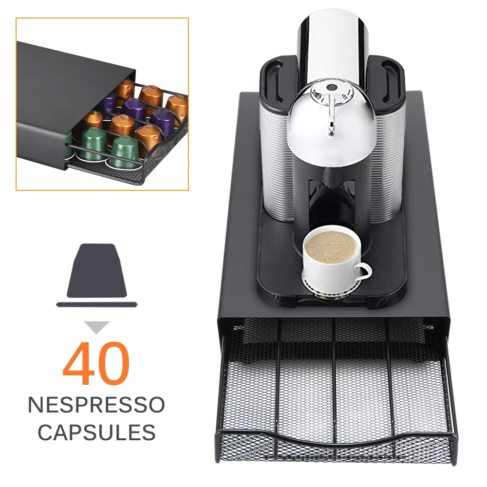 Выдвижной ящик для кофейных капсул прочный держатель 40 шт. Nespresso металлический