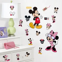 Disney Mickey Minnie Mouse Baby Home Decals Wall Stickers For Kids Room Baby Bedroom Wall Art Nursery Amusement Park DIY Poster