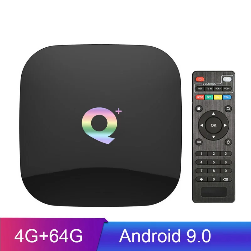 ТВ-приставка Q Plus, 4 ГБ, 64 ГБ, Allwinner H6, 4 Гб, 32 ГБ, 1080 P, H.265, 6 K, HD медиаплеер, 2,4 ГБ, Wifi, беспроводная приставка для ISO Android 9,0 - Цвет: square remote