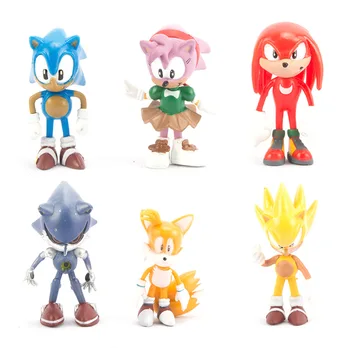 

6Pcs 7cm Sonic Figures PVC Toy Sonic Shadow Tails Characters Figure Toys For Kids Birthday Animals Party Gift Set Supplies
