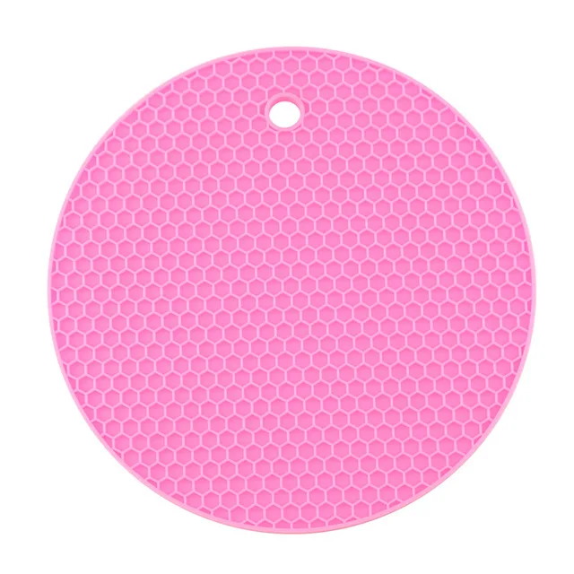 Pink 2 шт круглый термостойкий силиконовый коврик для напитков, чашки, подставки, нескользящая подставка для горшка, Настольная кухонная салфетка-подставка, аксессуары - Цвет: Pink