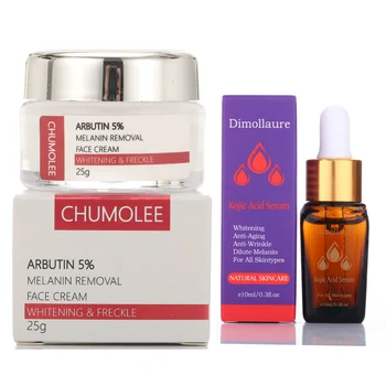 

CHUMOLEE Arbutin 5% Whitening Freckle Cream +Kojic acid serum Fade Melasma Acne Dark Spot Melanin Pigment Moisturizer Face cream